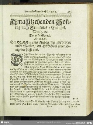 Am achtzehenden Son[n]tag nach Trinitatis, Evangel. Matth. 22