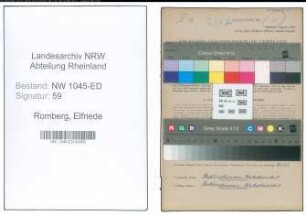 Entnazifizierung Elfriede Romberg , geb. 19.11.1897 (Lehrerin)