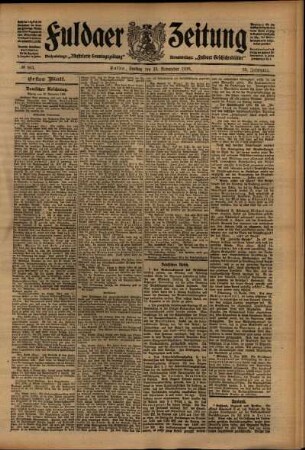 Erste Ausgabe vom Freitag, den 13. November 1908.