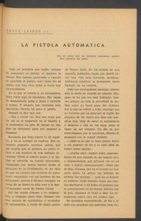 La pistola automática : Era un arma que los hombres anhelaban poseer. Pero poserla era morir.