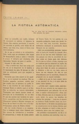 La pistola automática : Era un arma que los hombres anhelaban poseer. Pero poserla era morir.
