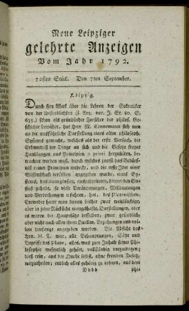 72stes Stück. Den 7ten September.