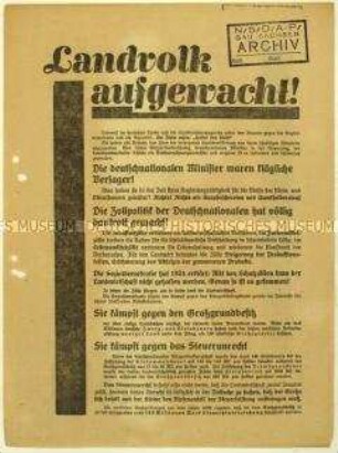 Aufruf der SPD an Bauern zur Reichstagswahl 1928