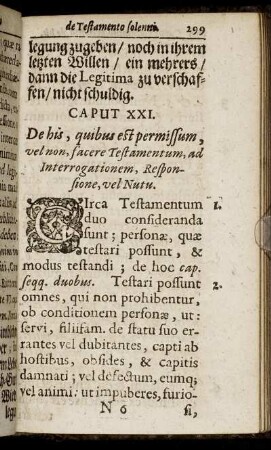 Caput XXI. De his, quibus est permissum, vel non, facere Testamentum, ad Interrogationem, Responsione, vel Nutu.