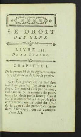 Livre III. De la Guerre.