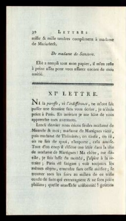 XIe Lettre.