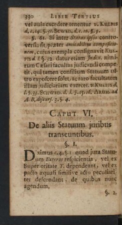 Caput VI. De aliis Statuum juribus transeuntibus.