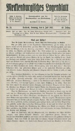 Nr. 23. Rostock, Sonntag, den 8. Juli 1917.