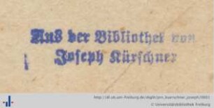 [Provenienz]: Kürschner, Joseph