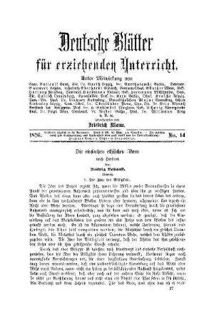 Die einfachen ethischen Ideen : nach Herbart ; (Schluß)