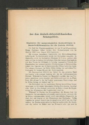 Ergebnisse der meteorologischen Beobachtungen in Deutsch-Südwestafrika für die Periode 1900/01.