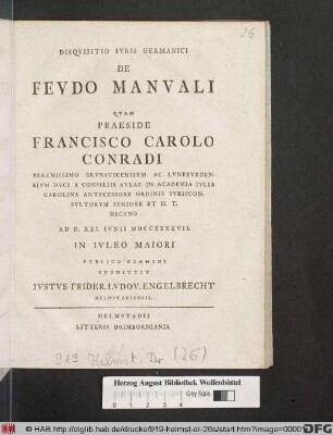 Disqvisitio Ivris Germanici De Fevdo Manvali