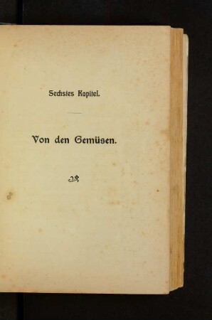 Sechstes Kapitel. Von den Gemüsen.