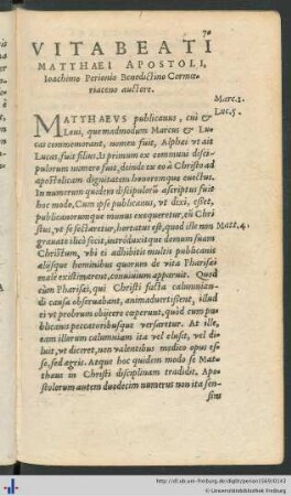 Vita Beati Matthaei Apostoli.