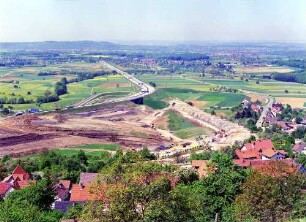 Abbruch des alten Aichelbergviadukts Trassierung in der Luftaufnahme