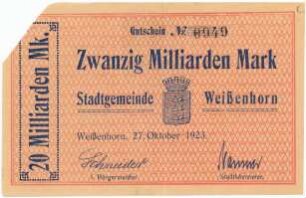 Geldschein / Notgeld, 20 Milliarden Mark, 27.10.1923