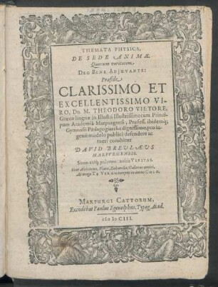 Themata Physica, De Sede Animae