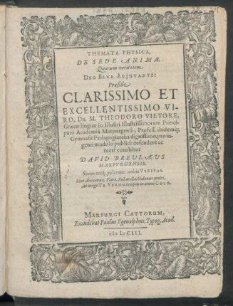 Themata Physica, De Sede Animae