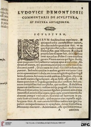 Tertia: De veterum sculptura, de caelatura et gemmarum
