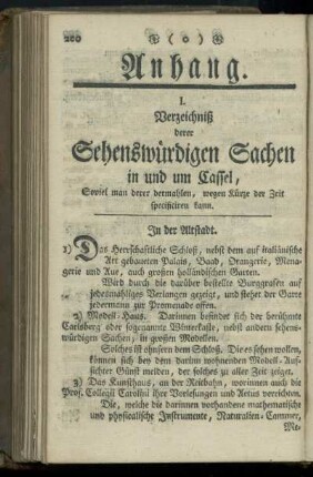 Verzeichniß derer sehenswuerdigen Sachen in und um Cassel