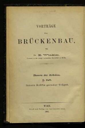 Teil 1, H. 2: Innere Kräfte gerader Träger