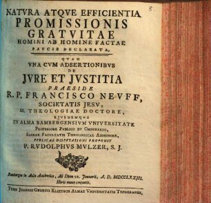Natura atque efficientia promissionis gratuitae homini ab homine factae, paucis declarata