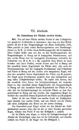 VII. Abschnitt. Die Beleuchtung der Flächen zweiten Grades.