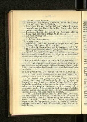 Zahlung von Fracht, Nebengebühren und Auslagen.