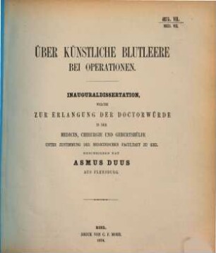 Über künstliche Blutleere bei Operationen