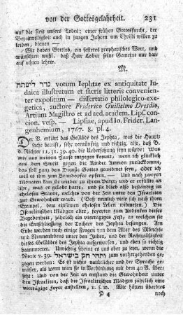 Votum Iephtae ex antiquitate Iudaica illustratum.