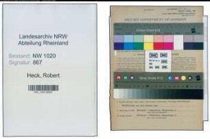 Entnazifizierung Robert Heck , geb. 15.10.1875 (Baecker)