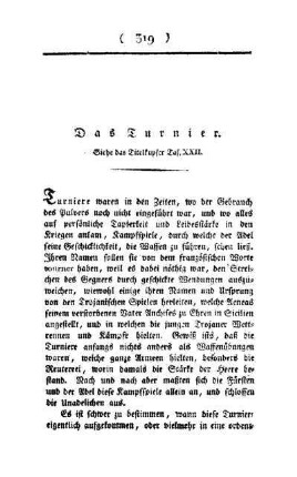 ¬Das¬ Turnier : Siehe das Titelkupfer Taf. XXII