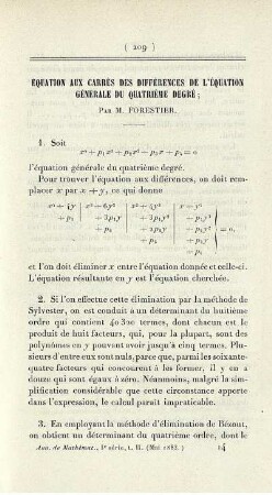 Équation aux carrés des différences de l´euation générale du quatrième degré.