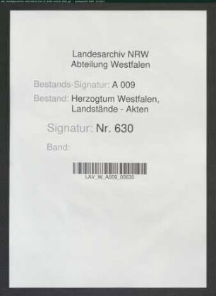 Citationsschreiben des Reichskammergerichts in dem Prozeß Landstände ./. Vest Recklinghausen (Kopie)