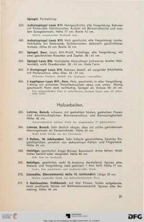 Holzarbeiten (Nr. 265-280)