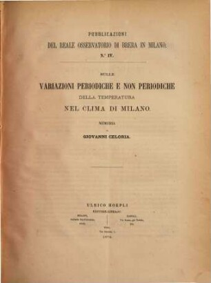 Sulle variazioni periodiche e non periodiche della temperatura nel clima di Milano