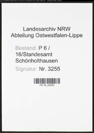 Heiratsregister Standesamt Schönholthausen