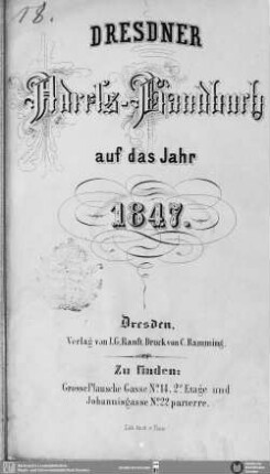 1847: Dresdner Adress-Handbuch : auf das Jahr ...