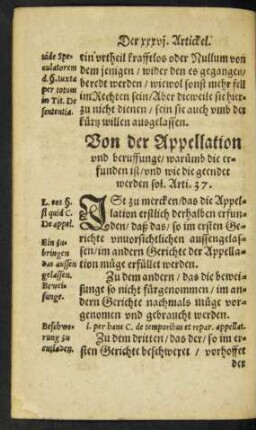 Von der Appellation und beruffunge ... Arti. 37.