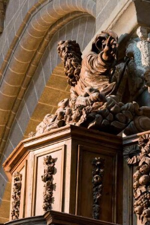 Frankreich. Auvergne. Haute Loire. Le Puy en Velay. Cathedrale Notre Dame. Romanischer Stil. UNESCO Weltkulturerbe. Kanzel