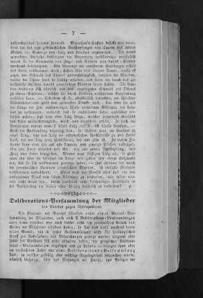 Deliberations=Versammlung der Mitglieder des Vereins gegen Thierquälerei.