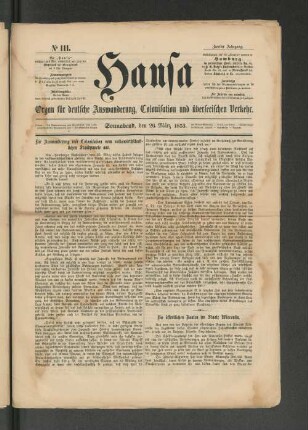 No. 111. Sonnabend, den 26. März 1853.