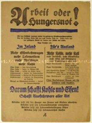 Aufruf zur Arbeit im Zuge der Novemberrevolution