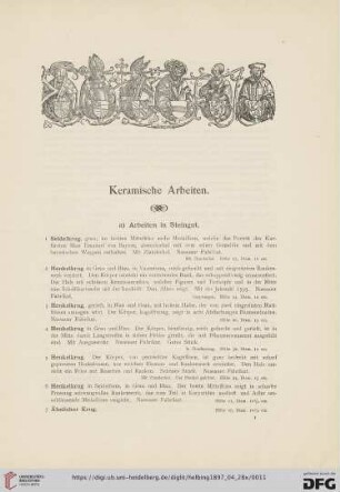 Keramische Arbeiten (Nr. 1-216)