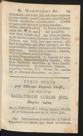 Feria Sexta post Octavam Corporis Christi, In Festo Sacratissimi Cordis Jesu. Duplex majus