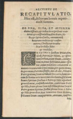 Recapitulatio, Hoc est, dictorum brevis repetitio & summa.