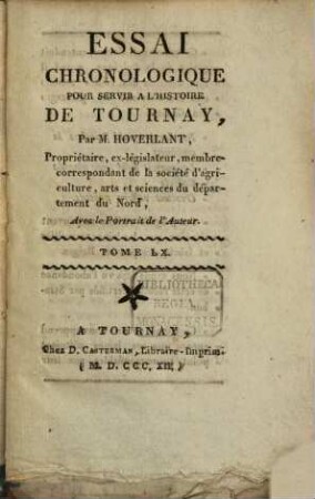 Essai chronologique pour servir a l'histoire de Tournay. 60