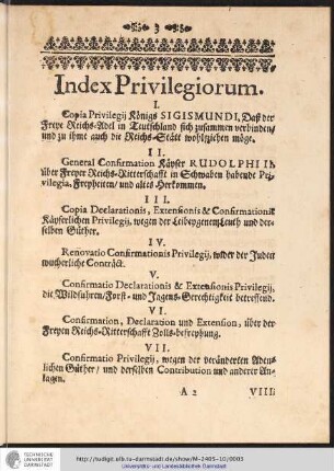 Index Privilegiorum.