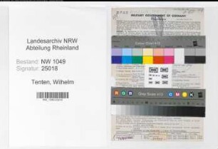 Entnazifizierung Wilhelm Tenten , geb. 14.03.1899 (Autoschlosser)
