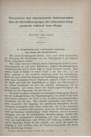 Theoretische und experimentelle Untersuchungen über die Kreiselbewegungen der rotierenden Langgeschosse während ihres Fluges.